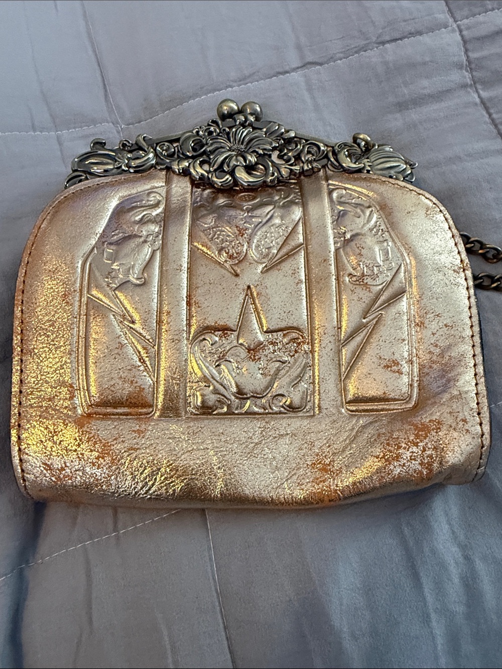 Patricia Nash new Vintage-Inspired Metallic Gold Women's Crossbody Bag - Picture 2 of 5